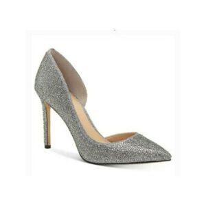 INC Womens Silver D'orsay Kenjay Pointed Toe Stiletto Slip On Pumps 9 M